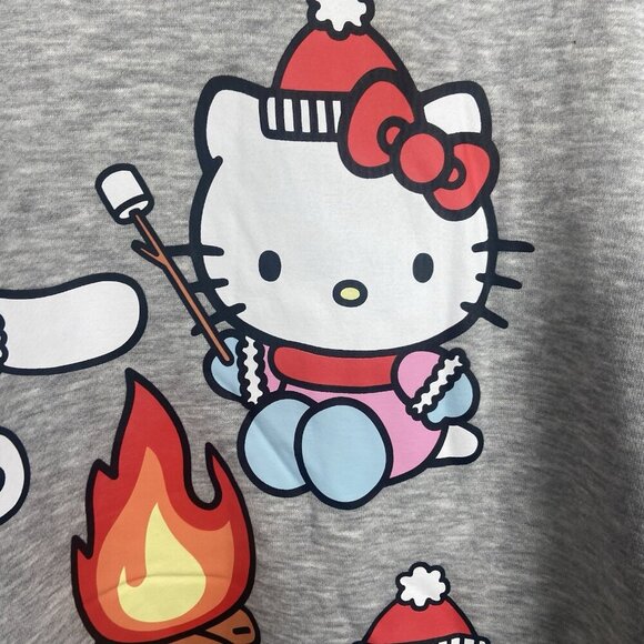 AEROPOSTALE HELLO KITTY CAMPING FRIENDS CREW SWEATSHIRT SIZE XL HOODIE GRAY COZY - Picture 9 of 15
